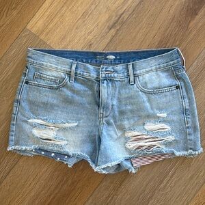 Blue Jean shorts with flag pockets